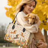 DachyCharm Floral Dachshund With Heart Leather Bag