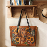 DachyCharm Prairie Doxie Leather Tote Bag