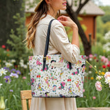 DachyCharm Floral Parade Personalized Leather Tote Bag