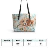 DachyCharm Peach Bloom Personalized Leather Tote Bag