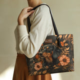DachyCharm Midnight Petal Personalized Leather Tote Bag