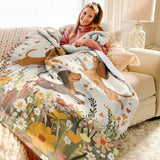 Dachycharm Floral Dachshund With Heart Fleece Blanket