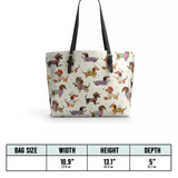 DachyCharm Dachshund Troupe Leather Tote Bag