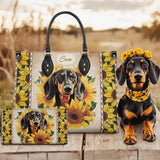 DachyCharm Sunbeam Pup Personalized Leather Bag
