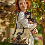 DachyCharm Vintage Rose Personalized Leather Tote Bag