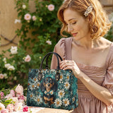 DachyCharm Daisy Meadow Doxie Leather Bag