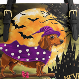 DachyCharm Witchy Warning Leather Tote Bag