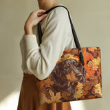 DachyCharm Autumn Pup Whisper Leather Tote Bag