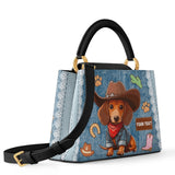 DachyCharm COWBOY DOXIE PERSONALIZED Leather Satchel Bag