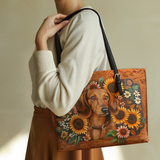 DachyCharm Prairie Doxie Leather Tote Bag