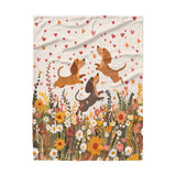 Dachycharm Floral Dachshund With Heart Fleece Blanket