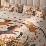 DachyCharm Floral Dachshund With Heart Quilt 3-Piece Set