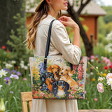 DachyCharm Garden Bliss Personalized Leather Tote Bag