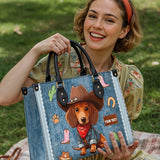 DachyCharm Cowboy Doxie Personalized Leather Bag