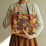 DachyCharm Autumn Pup Whisper Leather Tote Bag