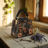 DachyCharm  MIDNIGHT PETAL PERSONALIZED Leather Satchel Bag