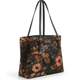 DachyCharm Midnight Petal Personalized Leather Tote Bag