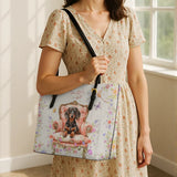 DachyCharm Royal Bloom Personalized Leather Tote Bag
