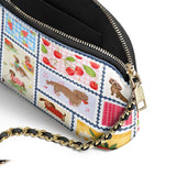 DachyCharm Berry Doxie Quilt Leather Crossbody Bag