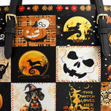 DachyCharm Witchy Doxie Night Leather Tote Bag