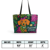 DachyCharm Tropical Doxie Leather Tote Bag