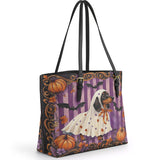 DachyCharm Ghostly Whiskers Leather Tote Bag