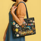 DachyCharm Groovy Doxie Vibes Leather Tote Bag