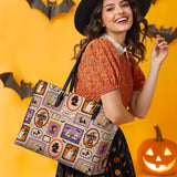 DachyCharm Spooky Pup Parade Leather Tote Bag