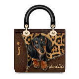 DachyCharm Sassy Doxie Personalized Lady Leather Bag