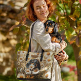 DachyCharm Daisy Bloom Personalized Leather Tote Bag