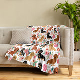 Dachycharm Doxie Blooms Fleece Blanket