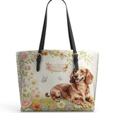 DachyCharm Sunny Meadow Personalized Leather Tote Bag