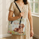 DachyCharm Sunny Meadow Personalized Leather Tote Bag