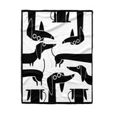 Dachycharm Modern Doxie Lines Fleece Blanket