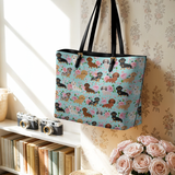 DachyCharm Doxie Garden Leather Tote Bag