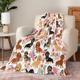 Dachycharm Doxie Blooms Fleece Blanket