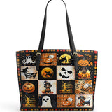 DachyCharm Witchy Doxie Night Leather Tote Bag