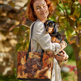 DachyCharm Autumn Pup Whisper Leather Tote Bag