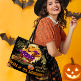 DachyCharm Witchy Warning Leather Tote Bag