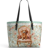 DachyCharm Velvet Throne Leather Tote Bag