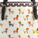 DachyCharm Doxie Parade Leather Tote Bag
