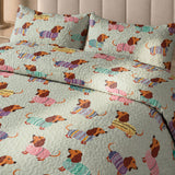 DachyCharm Colorful Dachshunds Quilt 3-Piece Set