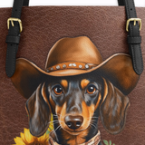 DachyCharm Sunflower Cowboy Leather Tote Bag
