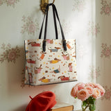 DachyCharm Doxie Whimsy Leather Tote Bag