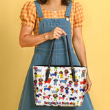 DachyCharm Doxie Holiday Leather Tote Bag
