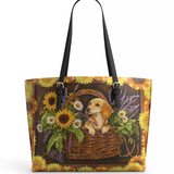 DachyCharm Dachshund Basket Leather Tote Bag