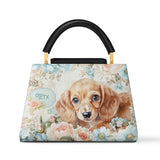 DachyCharm PEACH BLOOM PERSONALIZED Leather Satchel Bag