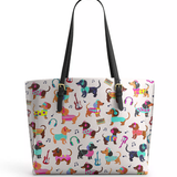 DachyCharm Dachshund Disco Leather Tote Bag