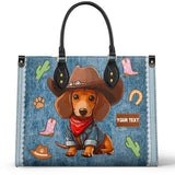 DachyCharm Cowboy Doxie Personalized Leather Bag