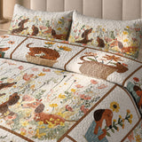 DachyCharm Flowers Dachshunds Quilt 3-Piece Set